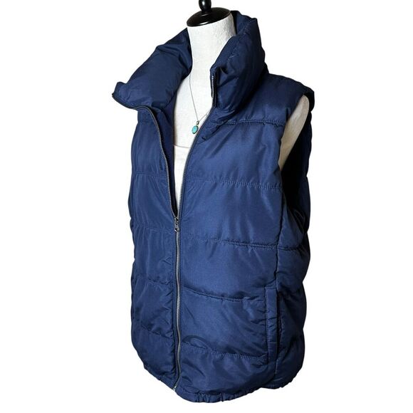 Old Navy Blue Fleece Puffer Vest XL | Cozy Quilted Winter Hiking Layer Gorpcore - Picture 4 of 8